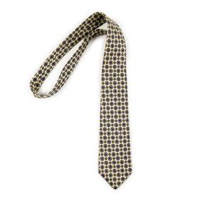 Vintage CHAPS RALPH LAUREN all silk cream navy pattern neck tie
